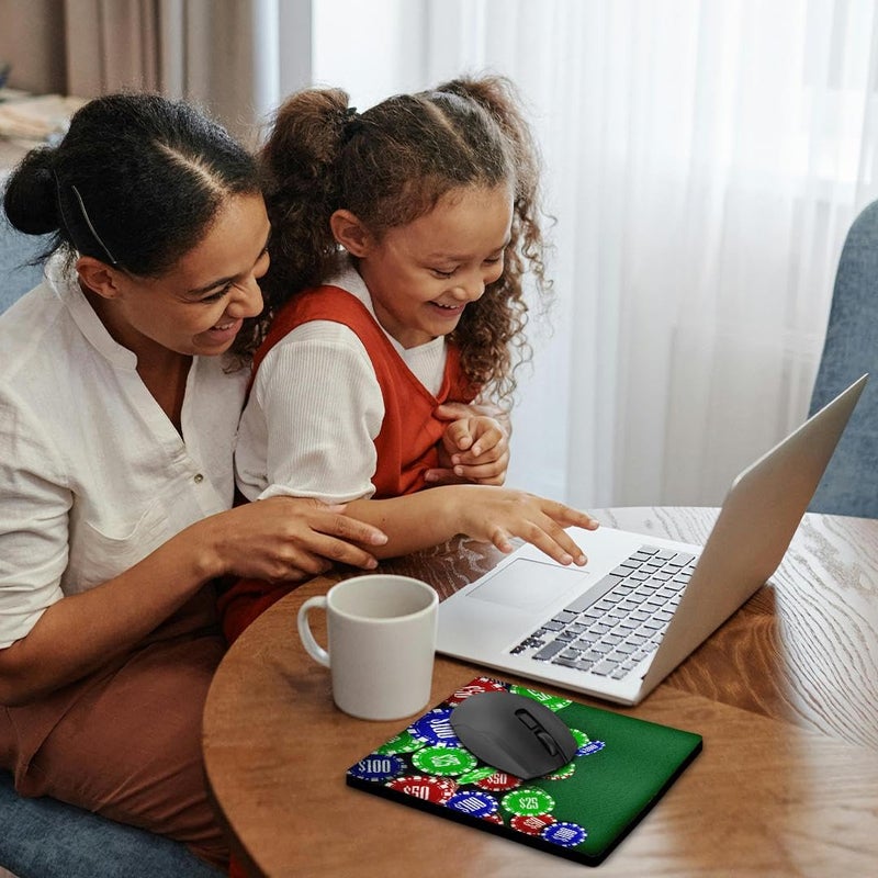 3dRose 8 x 8 x 0.25 Inches Various Poker Chips Over Green Felt Background Mouse Pad (mp_155013_1) - Image 2